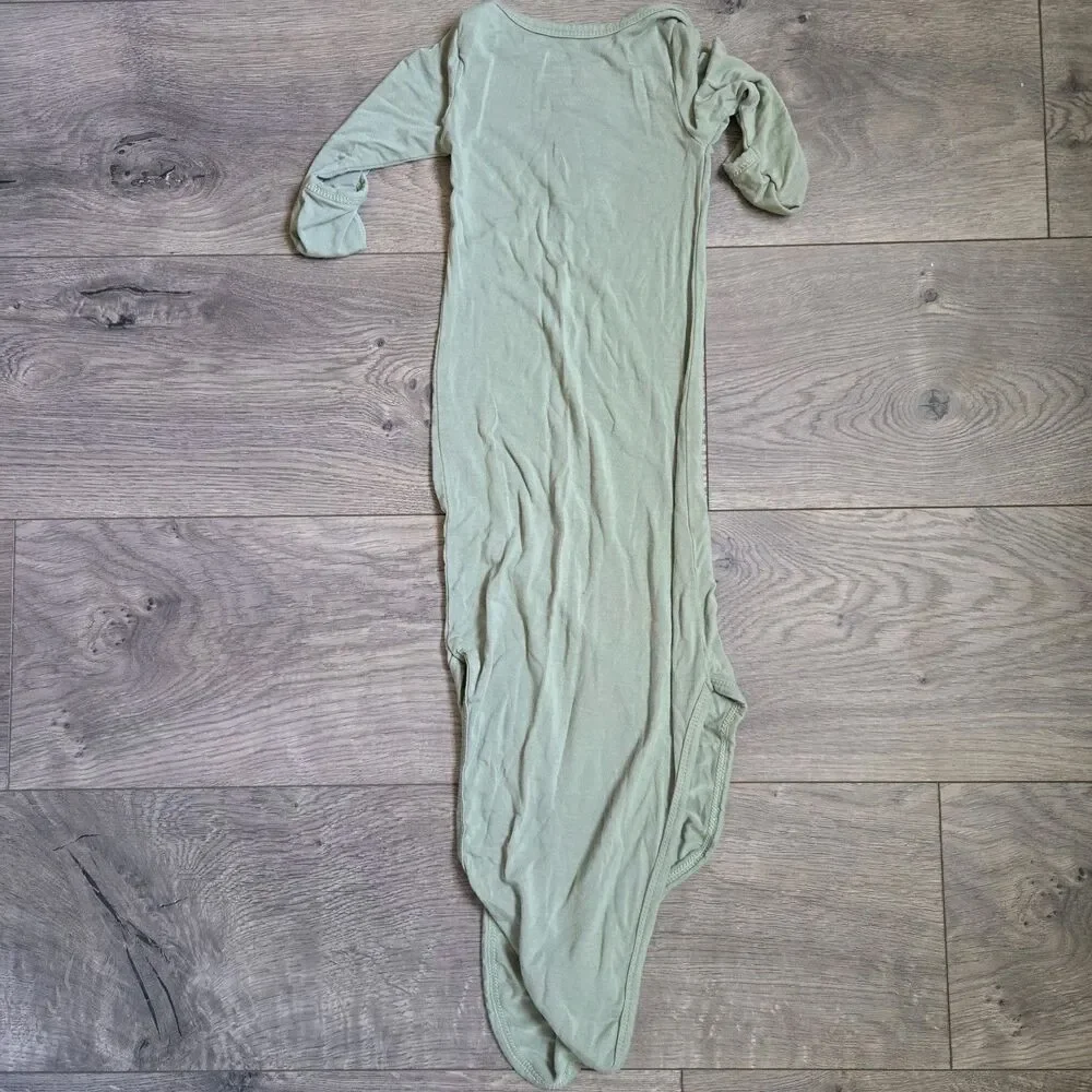 Baby Noah Bamboo Viscose Tied Knot Gown Sage Green Long Sleeve 0-3 Months NB